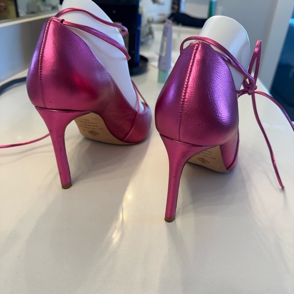 Antinio Melani Metallic Pink Lace-Up Stiletto 4 Inch Heels- Size 8 Medium - Picture 7 of 9